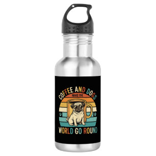 Coffee and Dogs Retro Pug Lover 532 Ml Water Bottle