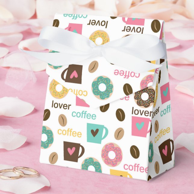 Coffee and Donut Pattern  Favour Box (Wedding)