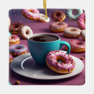 Coffee and Donuts Ceramic Ornament