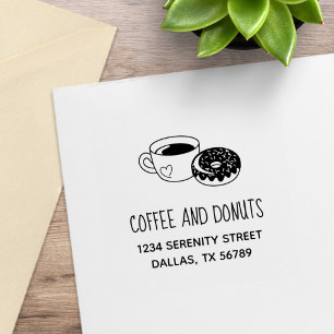 Coffee and Doughnut Business Address Rubber Stamp