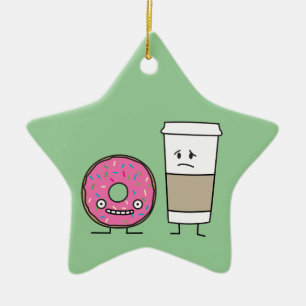 Coffee and Doughnut Ceramic Tree Decoration