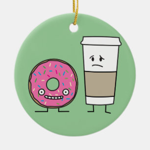 Coffee and Doughnut Ceramic Tree Decoration