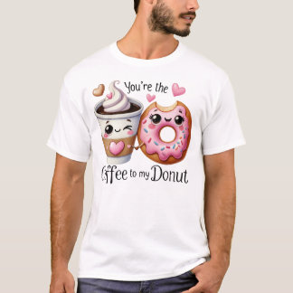 Coffee and Doughnut Kawaii Food Art T-Shirt