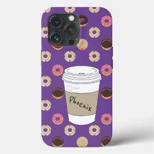 Coffee and Doughnuts Custom Name iPhone 13 Pro Case