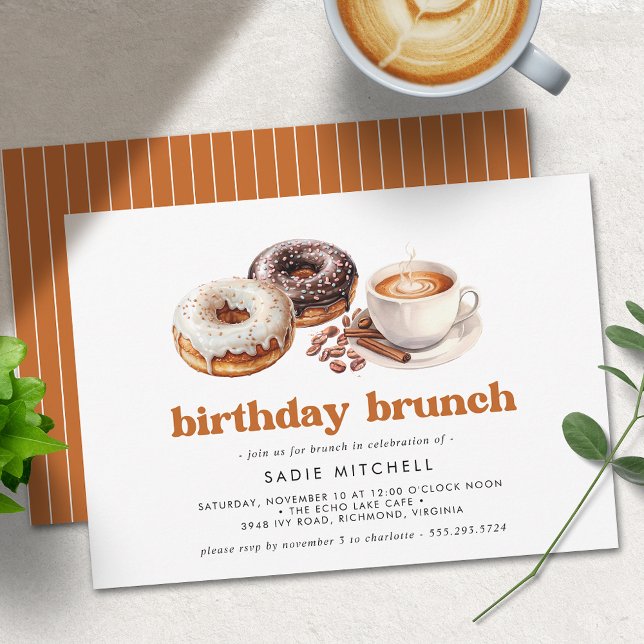 Coffee and Doughnuts | Fun Any Age Birthday Brunch Invitation (Creator Uploaded)