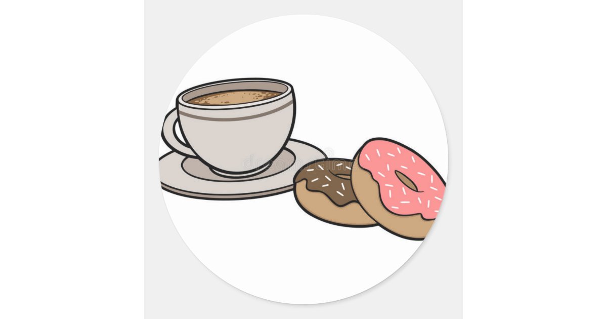 Coffee and Doughnuts logo! Classic Round Sticker Zazzle
