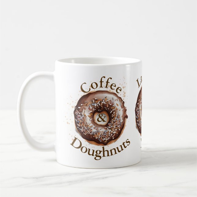 Coffee and Doughnuts personalised Mug (Left)