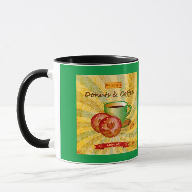 Coffee and Doughnuts Vintage Mug (Left)