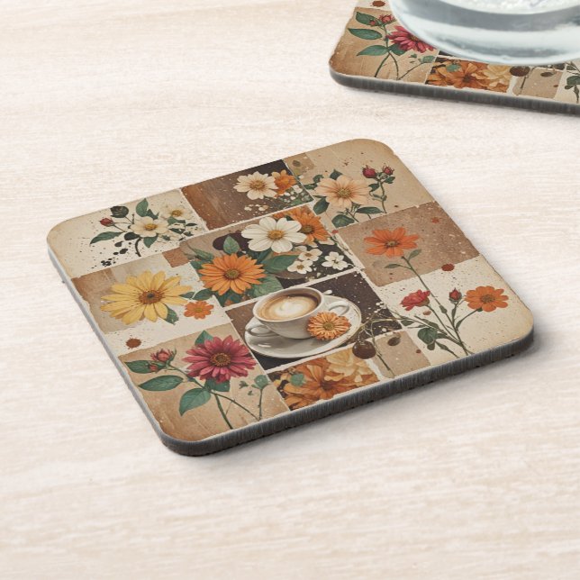 Coffee and flowers coaster (Left Side)