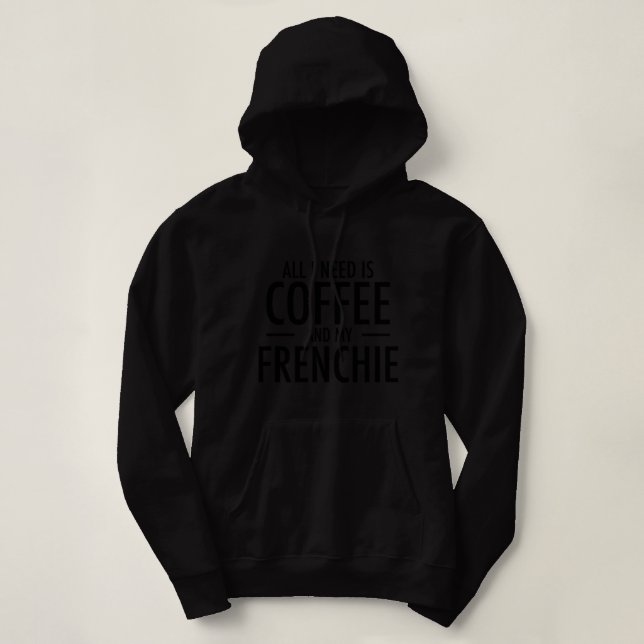 Coffee and Frenchie French Bulldog Mum Dad Dog Gif Hoodie (Design Front)