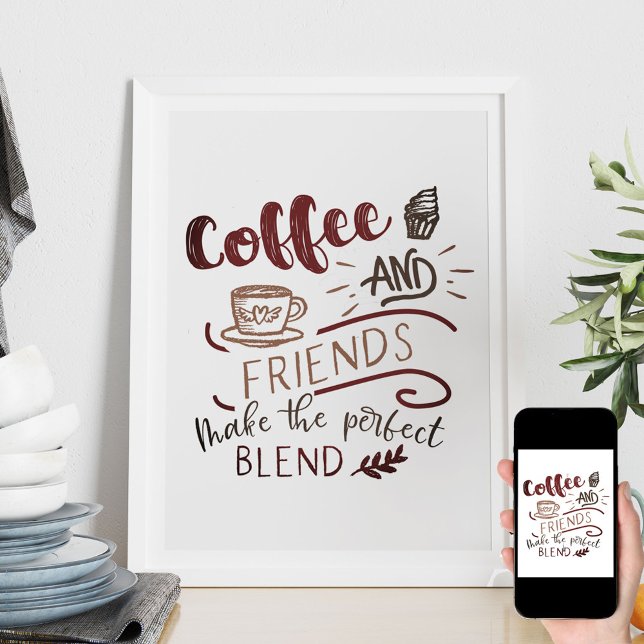 Coffee and Friends Bistro Doodle Art Typography Poster (Creator Uploaded)