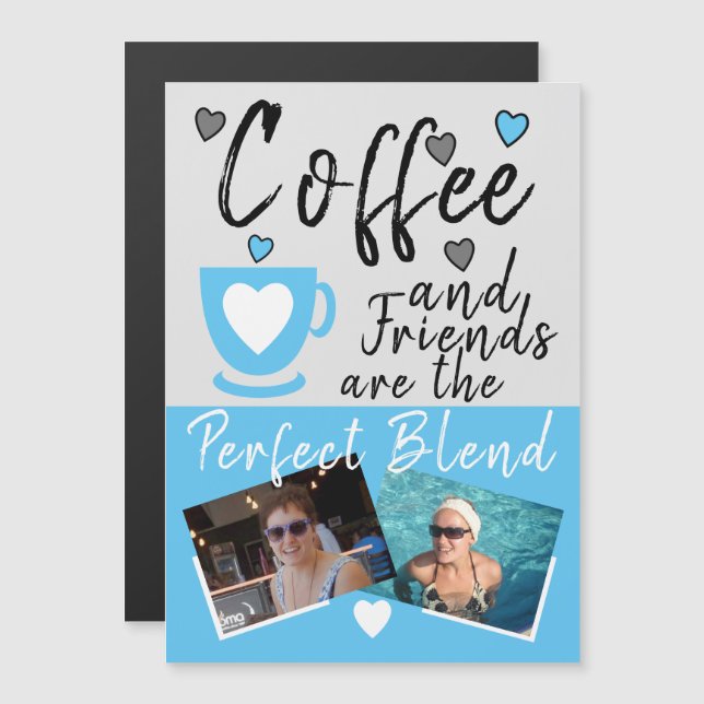 Coffee and Friends blue photos fridge magnet (Front/Back)