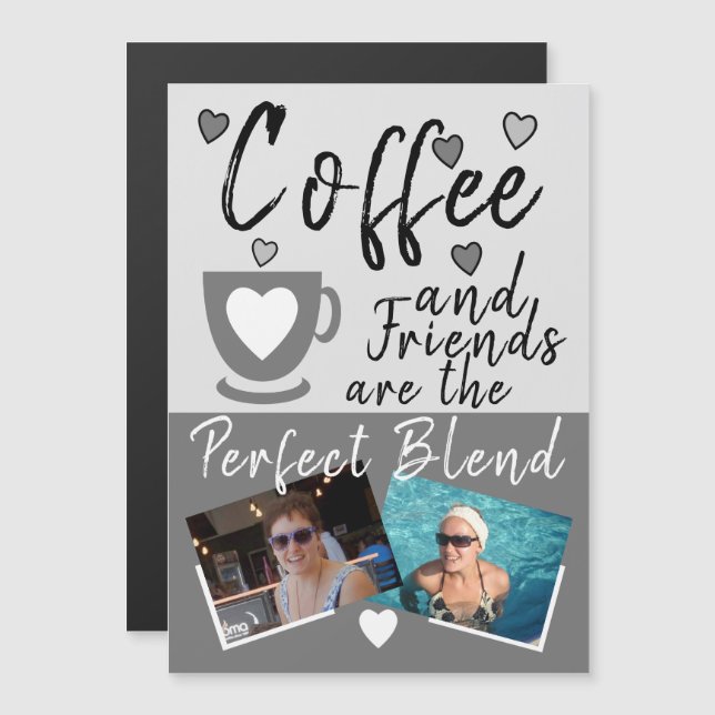 Coffee and Friends grey photos fridge magnet (Front/Back)