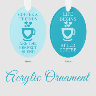 Coffee and friends love hearts azure ornament