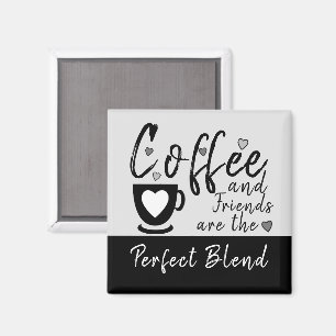 Coffee and Friends love hearts black Magnet