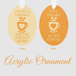 Coffee and friends love hearts orange ornament