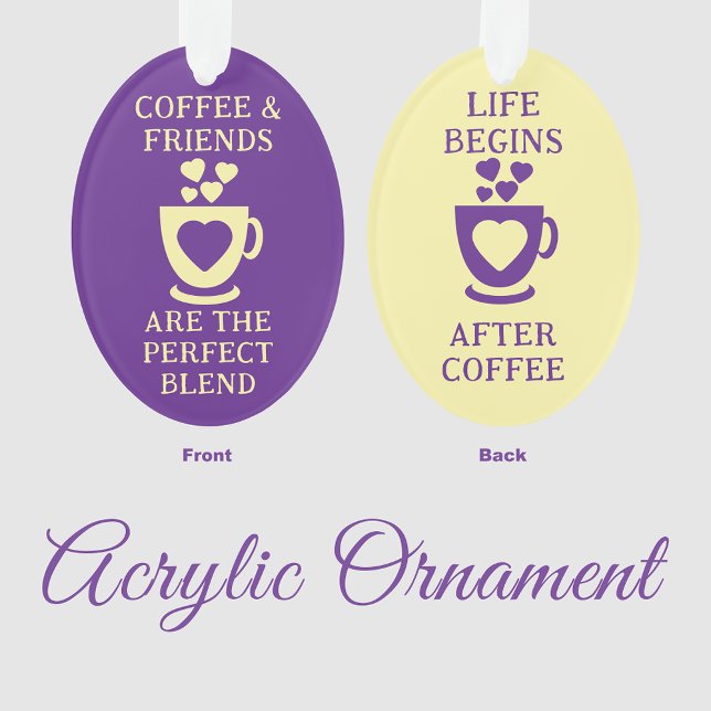 Coffee and friends love hearts purple ornament (Creator Uploaded)