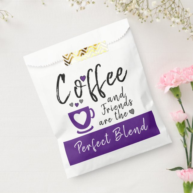 Coffee and Friends perfect blend white purple Favour Bags (Sealed)