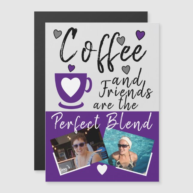 Coffee and Friends purple photos fridge magnet (Front/Back)