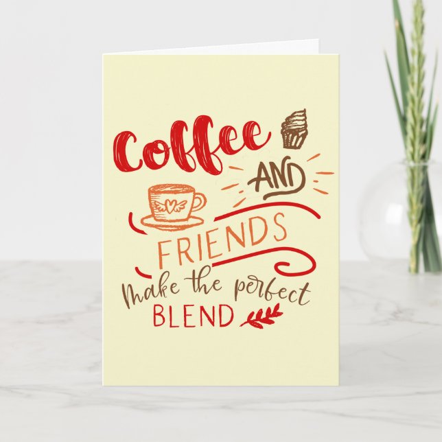 Coffee and Friends Quote Coffee Lovers Thank You Card (Front)
