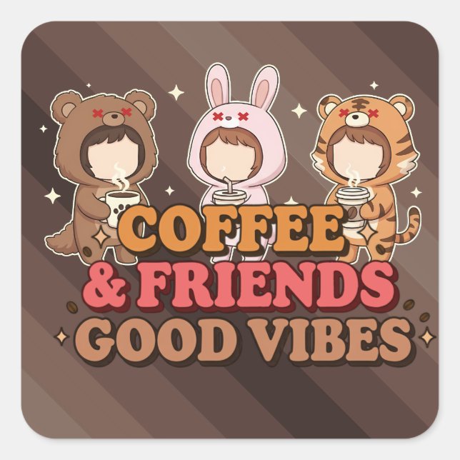 Coffee and Friends Square Sticker (Front)