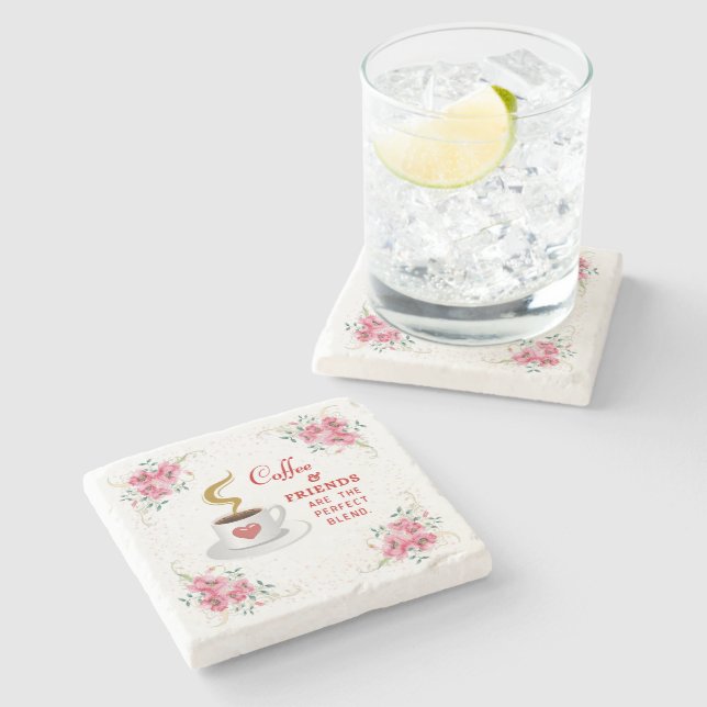 Coffee and Friends the Perfect Blend  Stone Coaster (Side)