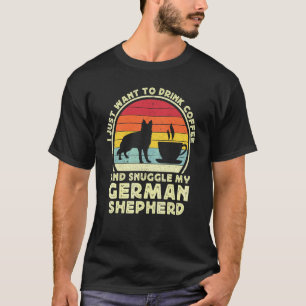 Coffee And German Shepherd Dog     Retro GSP Dad M T-Shirt