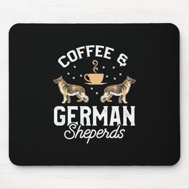 Coffee And German Shepherd Mouse Mat (Front)
