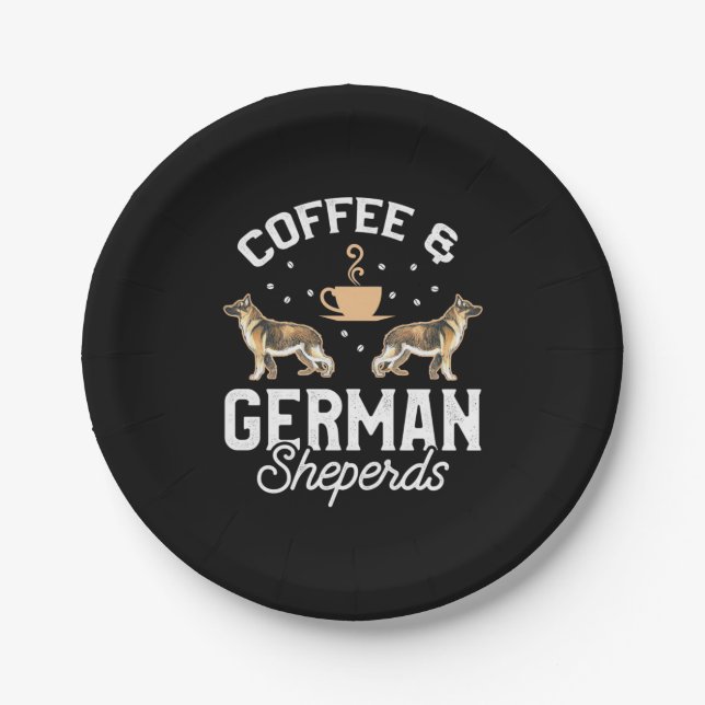 Coffee And German Shepherd Paper Plate (Front)