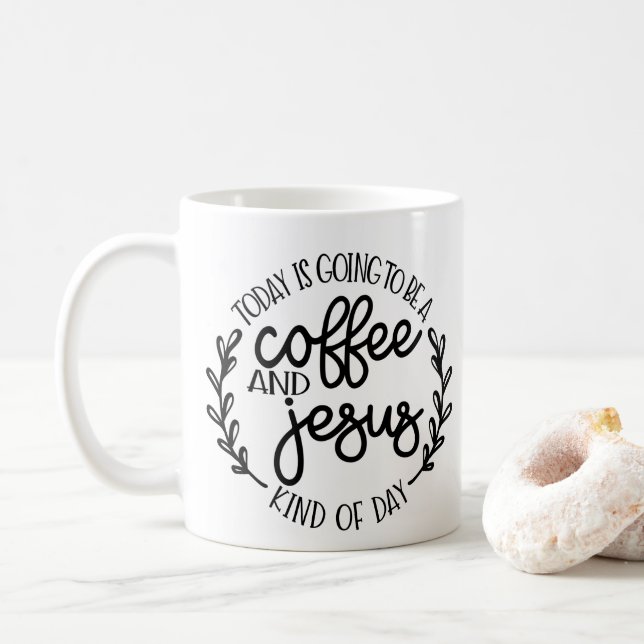 Coffee and Jesus Day Mug Cup (With Donut)