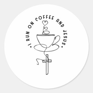 Coffee and Jesus Lovers Christian Cross Classic Round Sticker