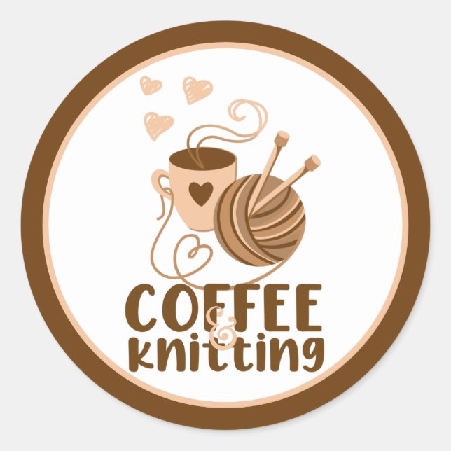 Coffee and Knitting Sticker (Front)