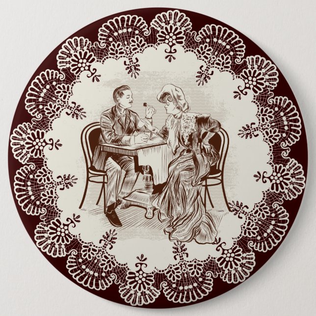 coffee and love 6 cm round badge (Front)