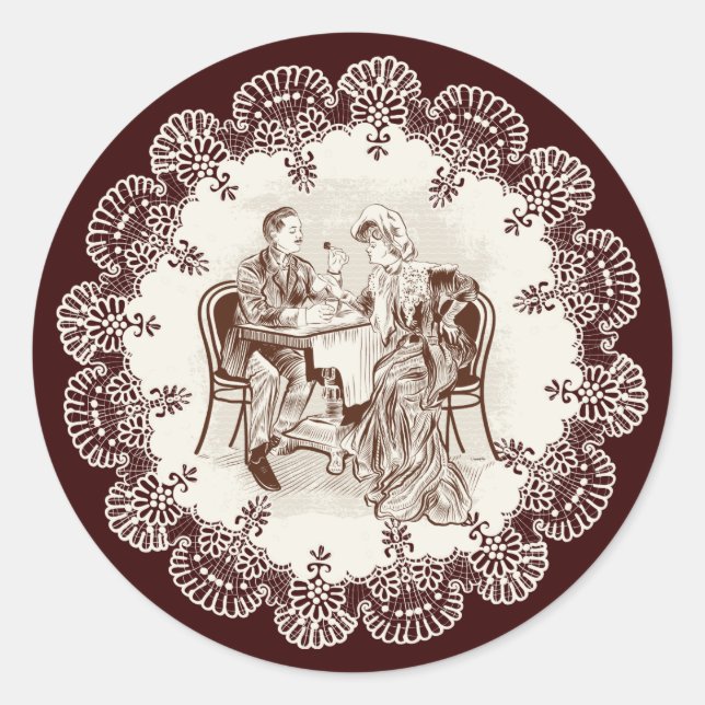 coffee and love classic round sticker (Front)