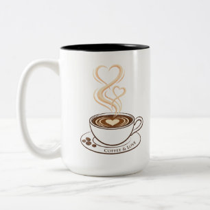 Coffee and Love Double Heart Art Mug