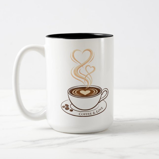 Coffee and Love Double Heart Art | Mug (Left)