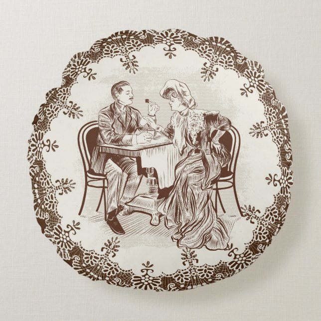 coffee and love round cushion (Front)