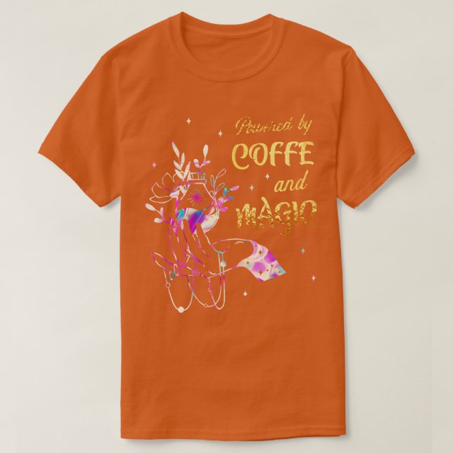 Coffee And Magic Wiccan Goth Witch T-Shirt (Design Front)