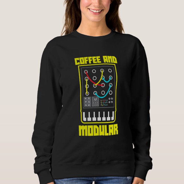 Coffee And Modular Life Wellenform Synth Nerd Synt Sweatshirt (Front)
