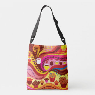 Coffee and Muffins Pattern Crossbody Bag