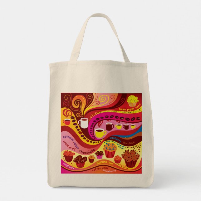 Coffee and Muffins Pattern Tote Bag (Back)