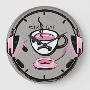 Coffee and music modern large clock