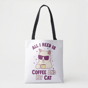 Coffee and my Cat Cat Daddy Cat Mum Cat Lovers Tote Bag