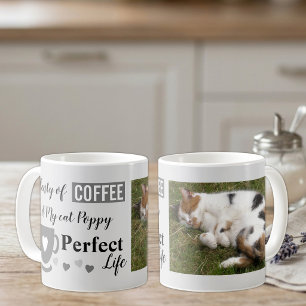 Coffee and my cat perfect life grey grey photo mug