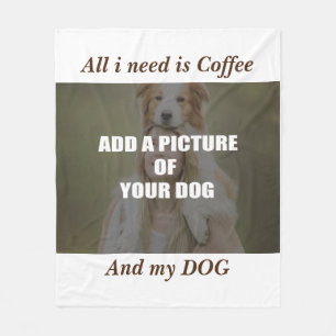 Coffee and my Dog Throw Pillow Fleece Blanket