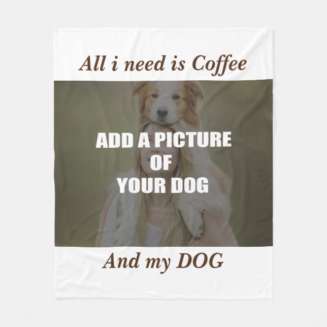 Coffee and my Dog Throw Pillow Fleece Blanket (Front)