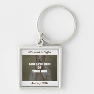 Coffee and my Dog Throw Pillow Key Ring