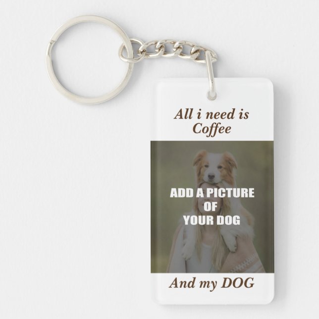 Coffee and my Dog Throw Pillow Key Ring (Front)