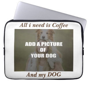 Coffee and my Dog Throw Pillow Laptop Sleeve