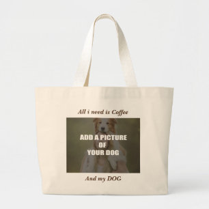 Coffee and my Dog Throw Pillow Large Tote Bag